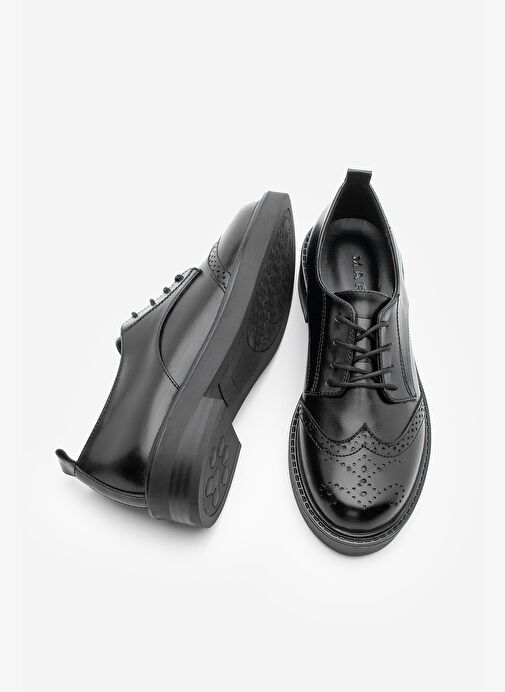 Kadın Bağcıklı Maskülen Çift Yüzlü Günlük Oxford Ayakkabı Sindo Siyah - Görsel 8