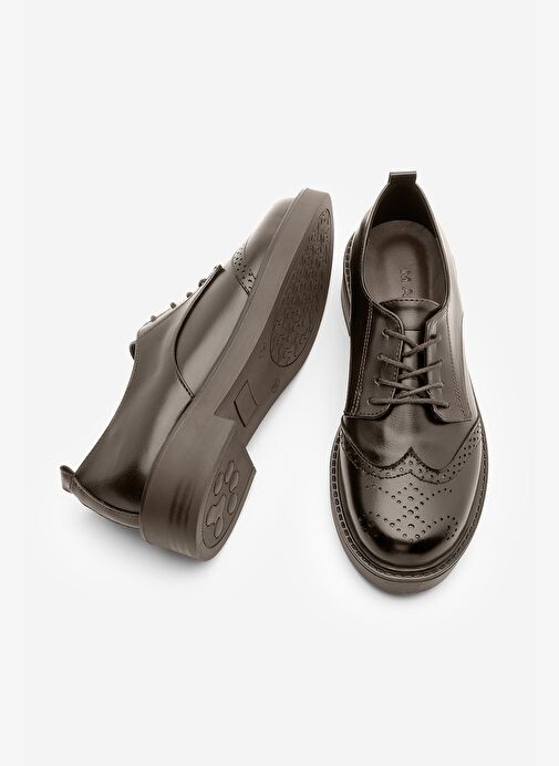 Kadın Bağcıklı Maskülen Çift Yüzlü Günlük Oxford Ayakkabı Sindo Kahve - Görsel 9