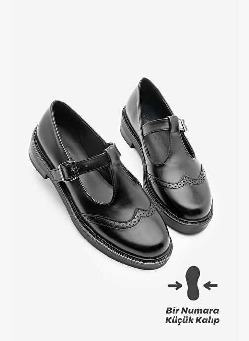 Kadın Loafer Çift Yüzlü Bantlı Günlük Ayakkabı Titra Siyah - Görsel 2