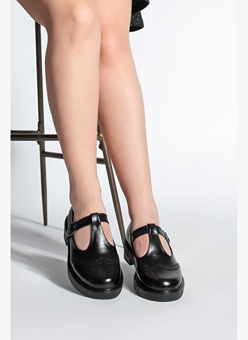 Kadın Loafer Çift Yüzlü Bantlı Günlük Ayakkabı Titra Siyah - Görsel 5