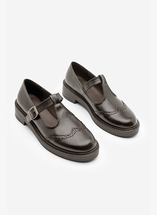 Kadın Loafer Çift Yüzlü Bantlı Günlük Ayakkabı Titra Kahve - Görsel 6