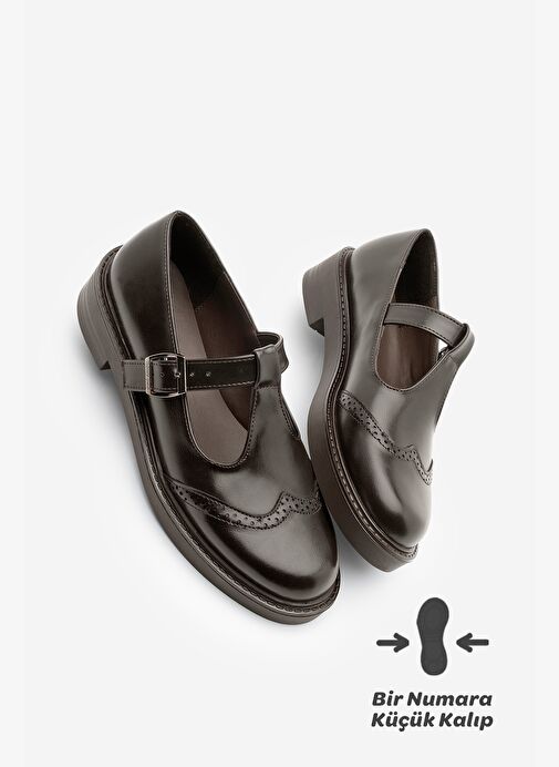 Kadın Loafer Çift Yüzlü Bantlı Günlük Ayakkabı Titra Kahve - Görsel 2