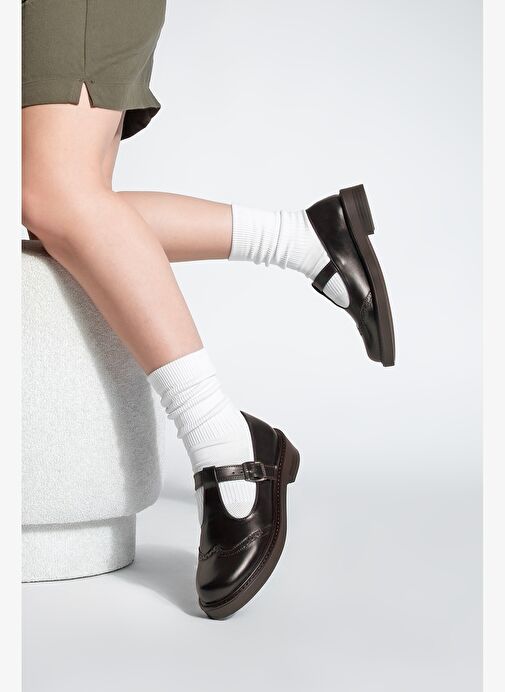 Kadın Loafer Çift Yüzlü Bantlı Günlük Ayakkabı Titra Kahve - Görsel 7