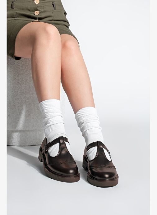 Kadın Loafer Çift Yüzlü Bantlı Günlük Ayakkabı Titra Kahve - Görsel 3