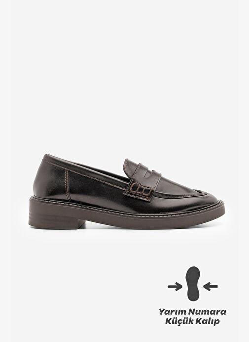 Kadın Loafer Günlük Klasik Ayakkabı Casual Makosen Fonle Kahve - Görsel 4