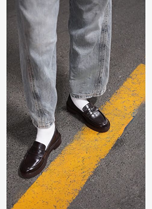 Kadın Loafer Günlük Klasik Ayakkabı Casual Makosen Fonle Kahve - Görsel 3