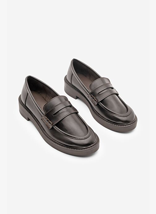 Kadın Loafer Günlük Klasik Ayakkabı Casual Makosen Fonle Kahve - Görsel 5