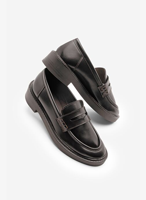 Kadın Loafer Günlük Klasik Ayakkabı Casual Makosen Fonle Kahve - Görsel 2