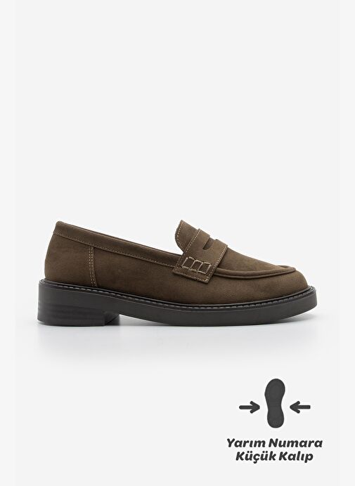 Kadın Loafer Günlük Klasik Ayakkabı Casual Makosen Fonle Kahve Süet - Görsel 4
