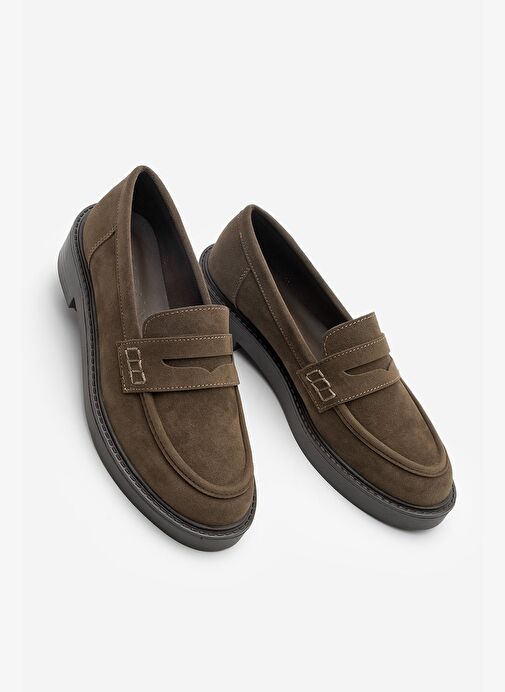 Kadın Loafer Günlük Klasik Ayakkabı Casual Makosen Fonle Kahve Süet - Görsel 2