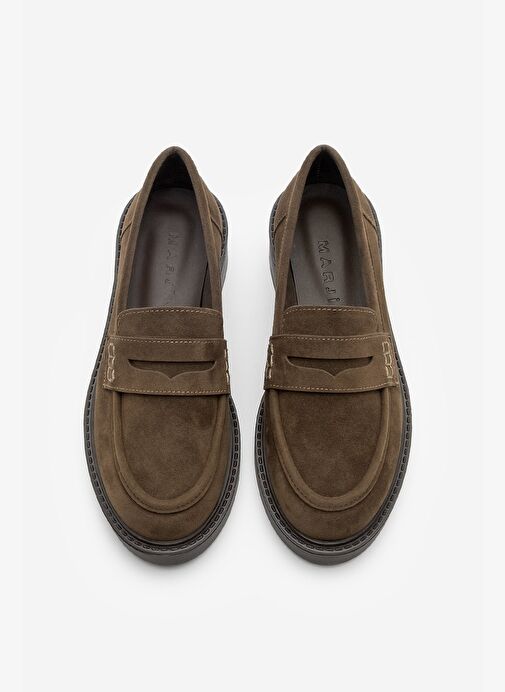 Kadın Loafer Günlük Klasik Ayakkabı Casual Makosen Fonle Kahve Süet - Görsel 8