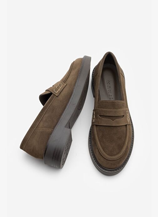 Kadın Loafer Günlük Klasik Ayakkabı Casual Makosen Fonle Kahve Süet - Görsel 9
