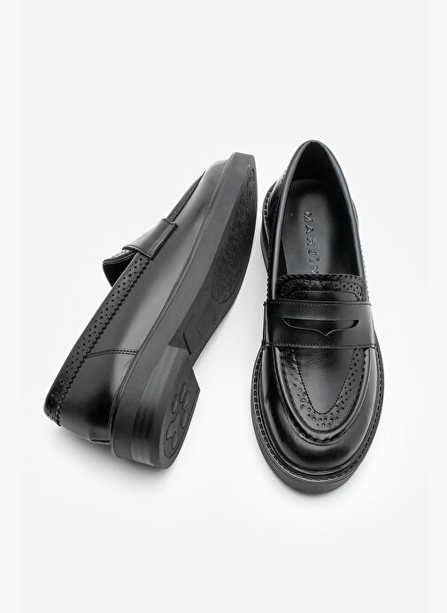 Kadın Loafer Makosen Desenli Günlük Ayakkabı Tornus Siyah - Görsel 9