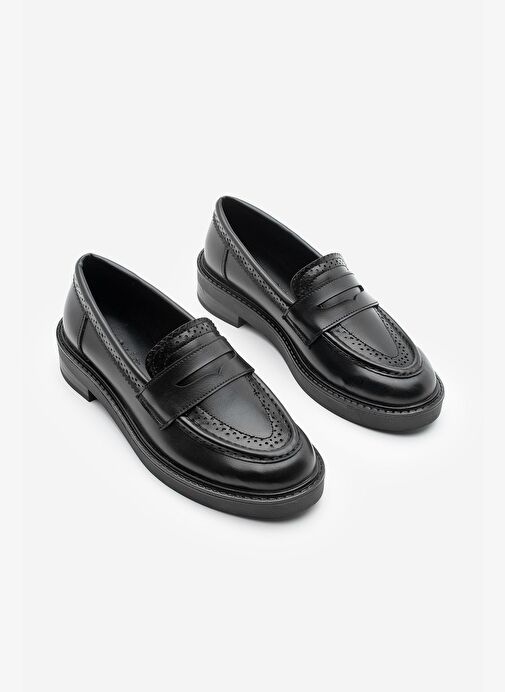 Kadın Loafer Makosen Desenli Günlük Ayakkabı Tornus Siyah - Görsel 6