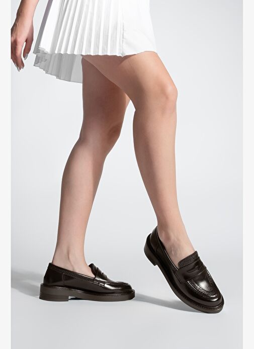 Kadın Loafer Makosen Desenli Günlük Ayakkabı Tornus Kahve - Görsel 5