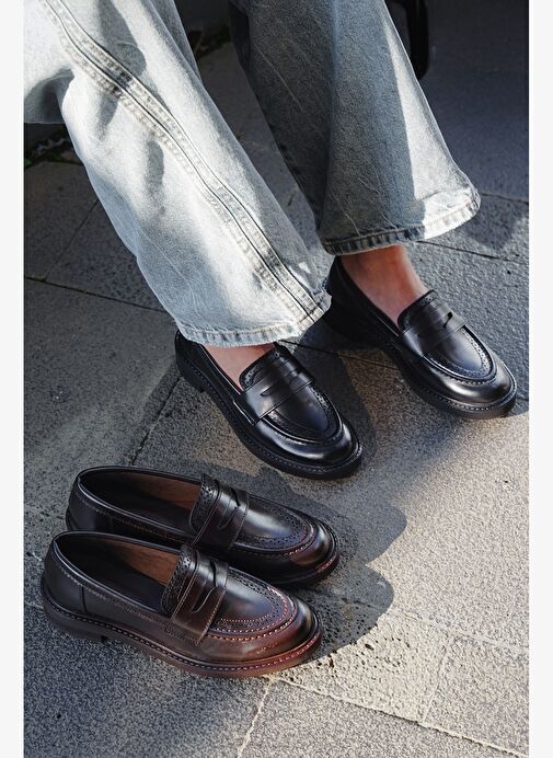 Kadın Loafer Makosen Desenli Günlük Ayakkabı Tornus Siyah - Görsel 7