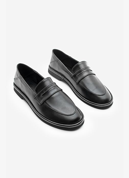 Kadın Loafer Düz Taban Makosen Günlük Ayakkabı Riston Siyah - Görsel 4