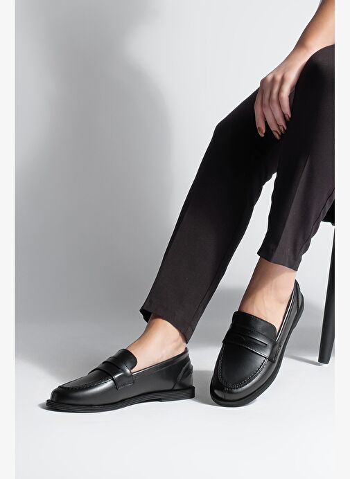 Kadın Loafer Düz Taban Makosen Günlük Ayakkabı Benif Siyah - Görsel 3