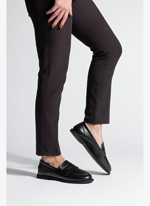 Kadın Loafer Düz Taban Makosen Günlük Ayakkabı Benif Siyah - Görsel 5
