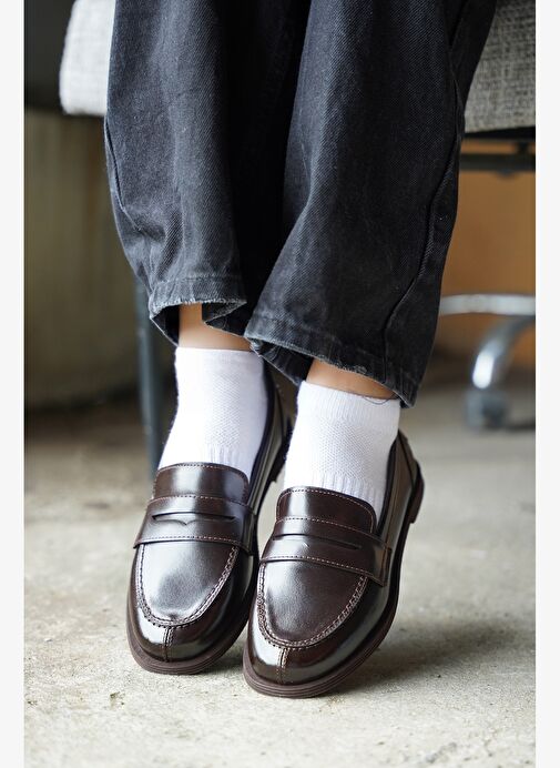 Kadın Loafer Düz Taban Makosen Günlük Ayakkabı Benif Kahve - Görsel 7