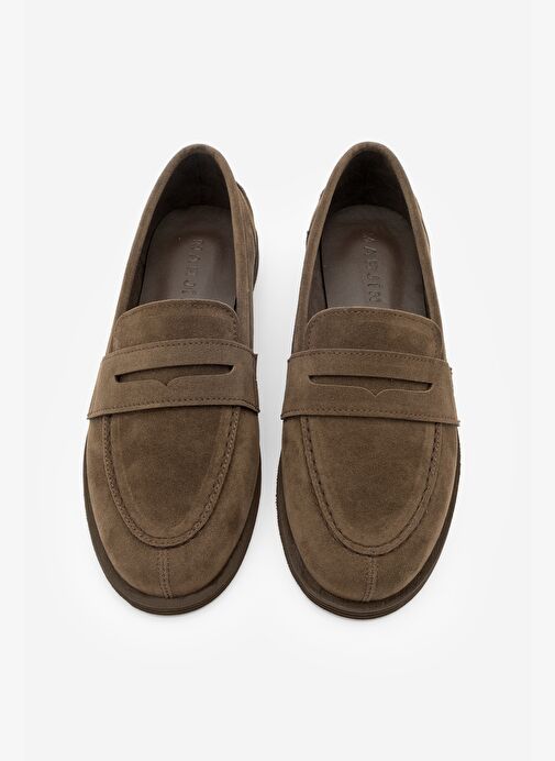 Kadın Loafer Düz Taban Makosen Günlük Ayakkabı Benif Kahve Süet - Görsel 5