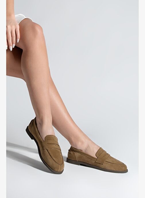Kadın Loafer Düz Taban Makosen Günlük Ayakkabı Benif Taba Süet - Görsel 3
