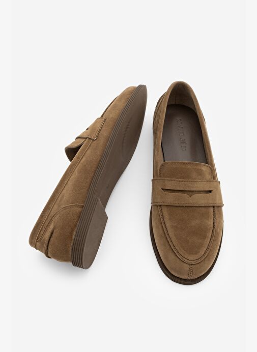 Kadın Loafer Düz Taban Makosen Günlük Ayakkabı Benif Taba Süet - Görsel 8