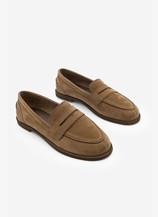 Kadın Loafer Düz Taban Makosen Günlük Ayakkabı Benif Taba Süet - Görsel 6