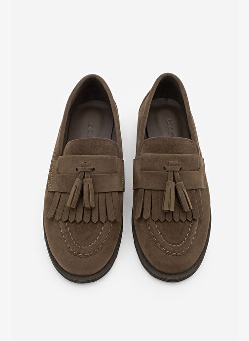 Kadın Loafer Püsküllü Günlük Ayakkabı Petlin Kahve Süet - Görsel 5