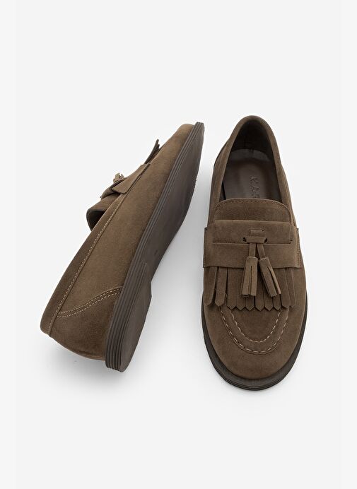 Kadın Loafer Püsküllü Günlük Ayakkabı Petlin Kahve Süet - Görsel 7