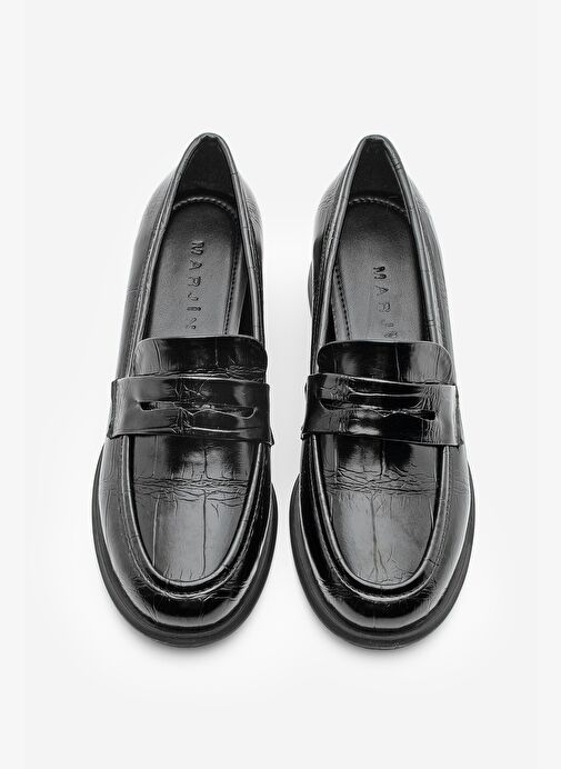 Kadın Kalın Topuklu Loafer Croco Günlük Ayakkabı Nufit Siyah - Görsel 9