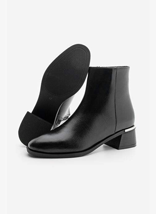 Kadın Metal Ökçe Kalın Topuklu Bot Lumbi Siyah - Görsel 8