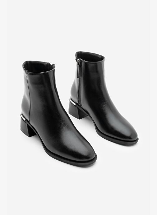 Kadın Metal Ökçe Kalın Topuklu Bot Lumbi Siyah - Görsel 6