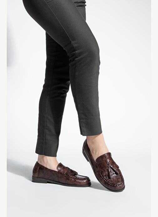 Kadın Loafer Püsküllü Günlük Ayakkabı Loriza Kahve - Görsel 7
