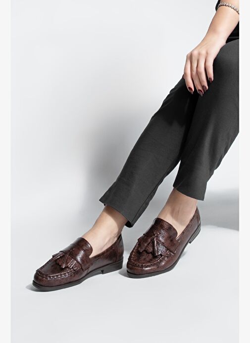 Kadın Loafer Püsküllü Günlük Ayakkabı Loriza Kahve - Görsel 5
