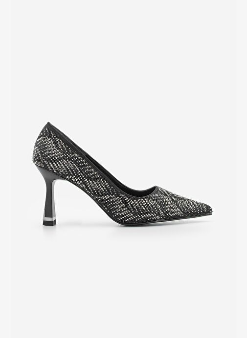 Kadın Stiletto Sivri Burun Taşlı Topuklu Ayakkabı Arleta Siyah - Görsel 4
