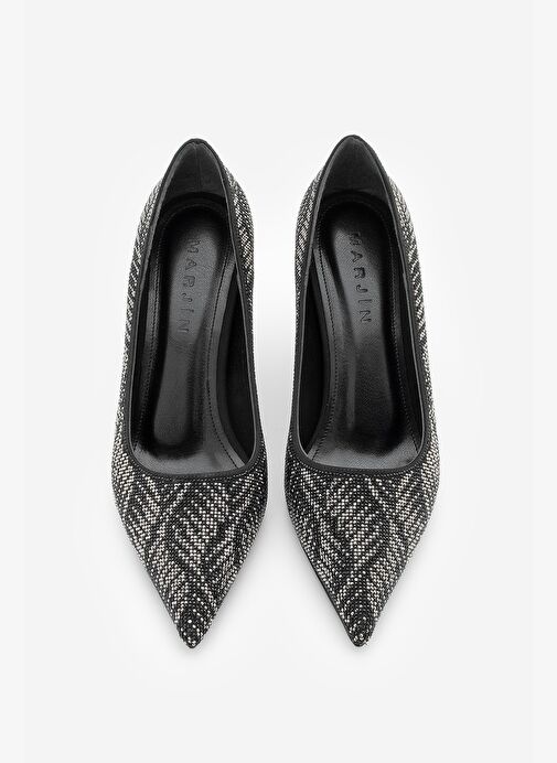 Kadın Stiletto Sivri Burun Taşlı Topuklu Ayakkabı Arleta Siyah - Görsel 7