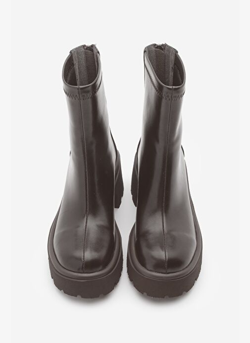 Kadın Arkadan Fermuarlı Kalın Topuklu Günlük Bot Lofani Kahve - Görsel 7