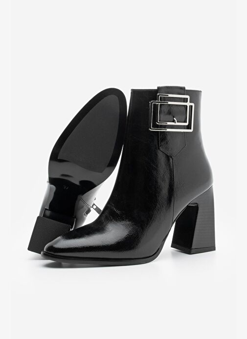 Kadın Kalın Topuklu Tokalı Topuklu Bot Linate Siyah - Görsel 8