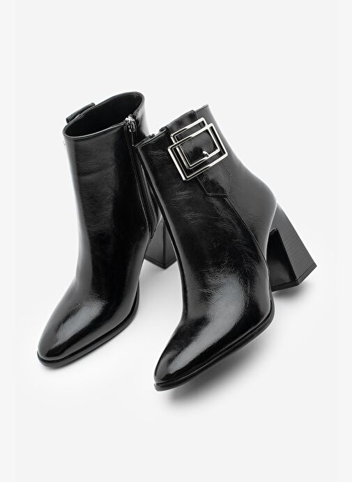 Kadın Kalın Topuklu Tokalı Topuklu Bot Linate Siyah - Görsel 7