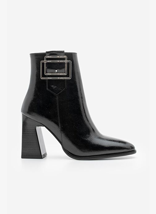 Kadın Kalın Topuklu Tokalı Topuklu Bot Linate Siyah - Görsel 4