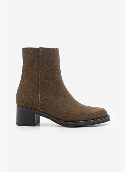 Kadın Fermuarlı Kalın Topuk Günlük Bot Zuvita Kahve Süet - Görsel 4