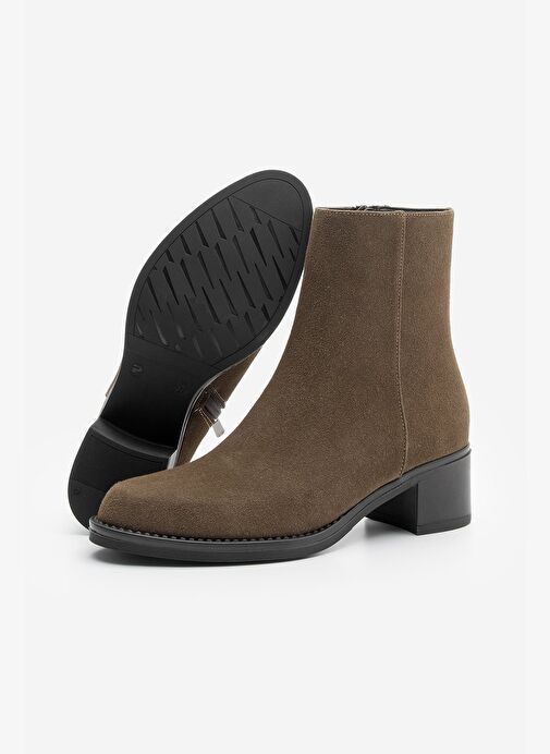 Kadın Fermuarlı Kalın Topuk Günlük Bot Zuvita Kahve Süet - Görsel 8