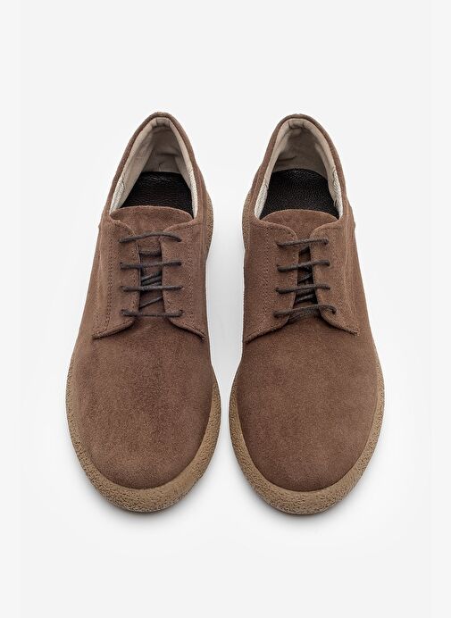 Kadın Hakiki Deri Oxford Ayakkabı Bağcıklı Günlük Ayakkabı Alyen Kahve Süet - Görsel 7
