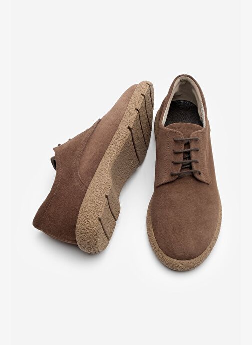 Kadın Hakiki Deri Oxford Ayakkabı Bağcıklı Günlük Ayakkabı Alyen Kahve Süet - Görsel 8