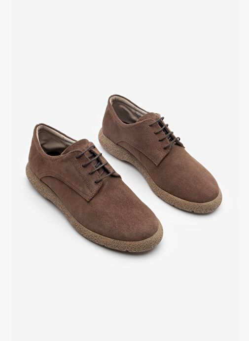 Kadın Hakiki Deri Oxford Ayakkabı Bağcıklı Günlük Ayakkabı Alyen Kahve Süet - Görsel 6