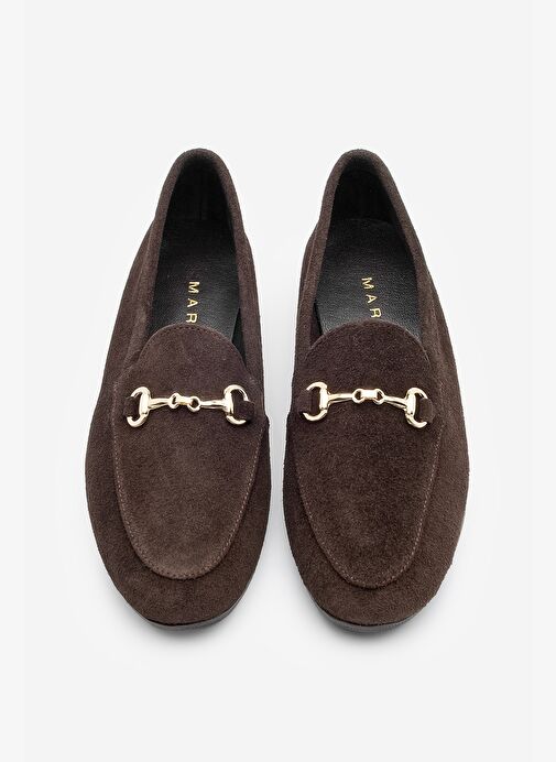 Kadın Hakiki Deri Zincirli Loafer Günlük Ayakkabı Tanle Kahve Süet - Görsel 7