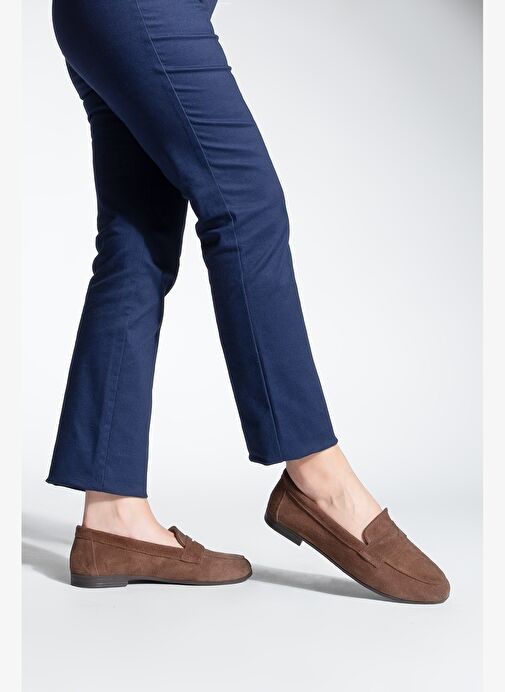 Kadın Hakiki Deri Loafer Günlük Ayakkabı Rosme Kahve Süet - Görsel 7