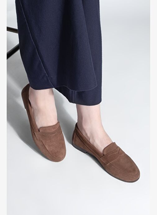 Kadın Hakiki Deri Loafer Günlük Ayakkabı Rosme Kahve Süet - Görsel 5