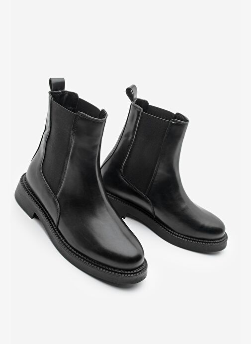 Kadın Çift Lastikli Chelsea Günlük Bot Panve Siyah - Görsel 2